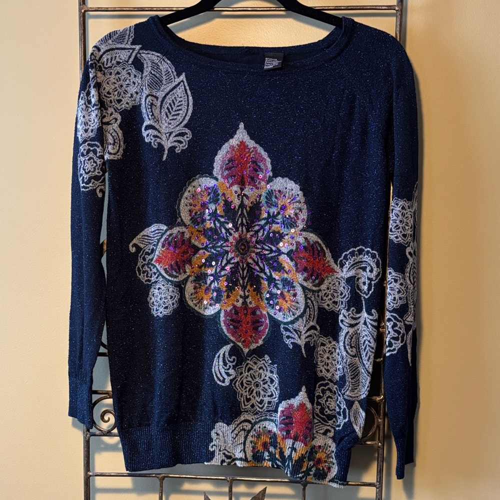 Desigual Navy Glitter Sweater